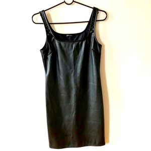 Black Faux Leather Sleeveless Mini Dress